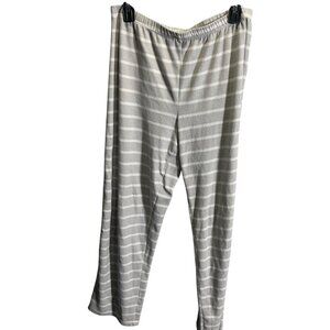 Muk Luks Striped Stretchy Lounge Pants Medium Gray & White Polyester‎ Blend